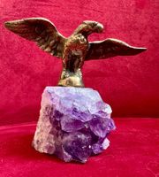 Adler Skulptur aus Bronze auf Amethyst Sockel, Top!✨