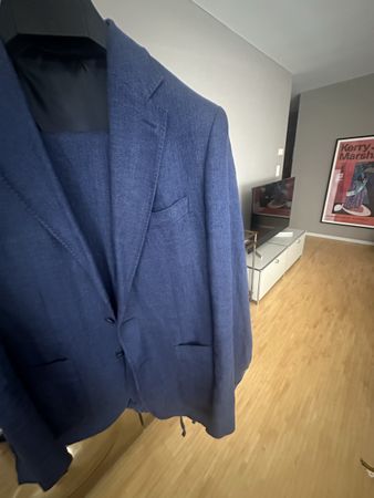 Lässiger Anzug aus Leinen Herren Royal Blue Grösse 52
