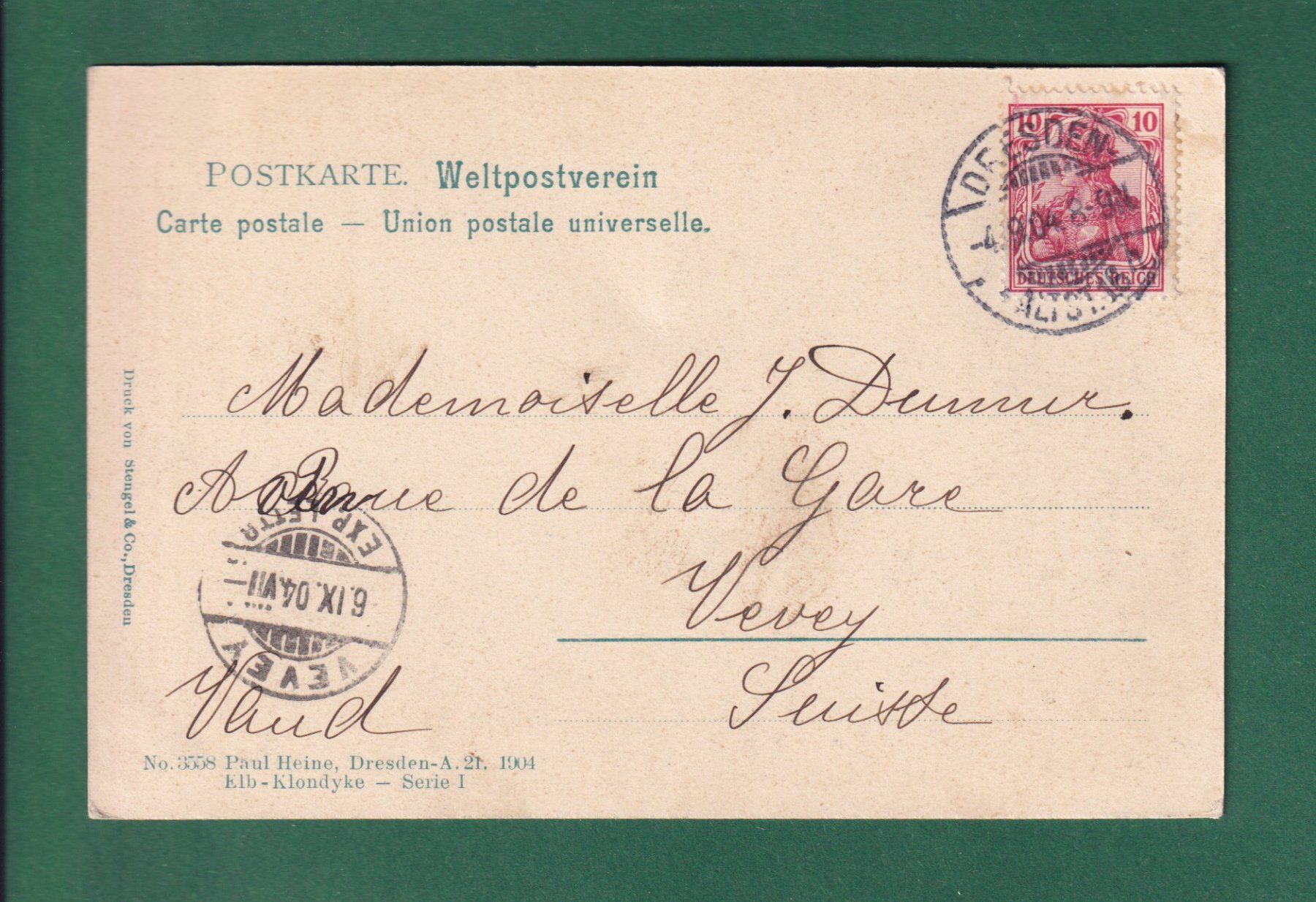 Cartoline postali: DRESDEN - Elb Klondyke - 1904 – Usato da Pully venduto da nicecards-shop 1