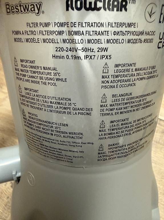 Heizung: Filterpumpe Bestway, Model #58383 – Gebraucht aus Balterswil von Miami6 2