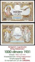 Jugoslawien 1000 Dinar 1931 UNZ
