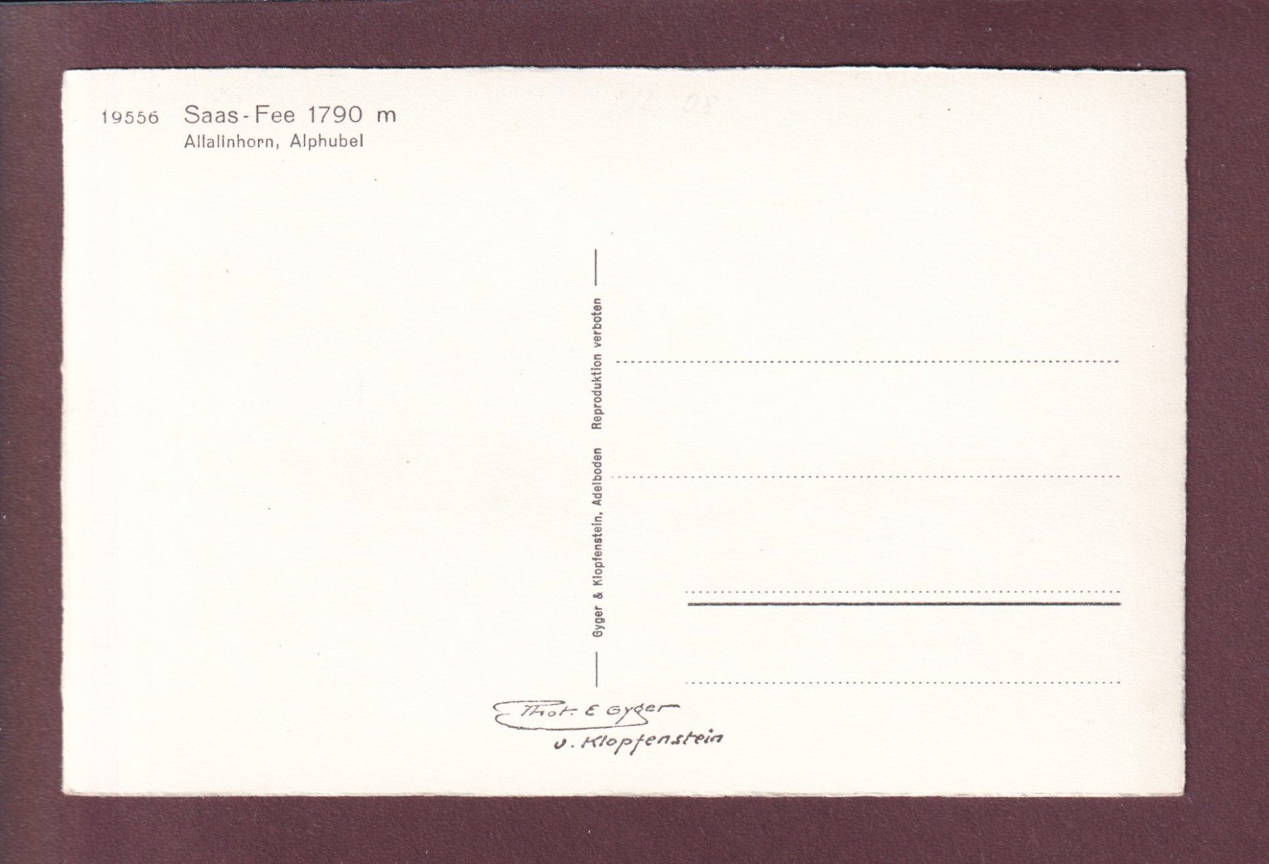 Cartoline postali: SAAS-FEE - Allalinhorn - Alphubel – Usato da Pully venduto da nicecards 1