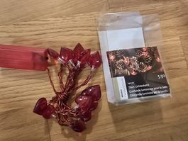 Tisch-Lichterkette, 140cm, Migros, Herzen, Rot