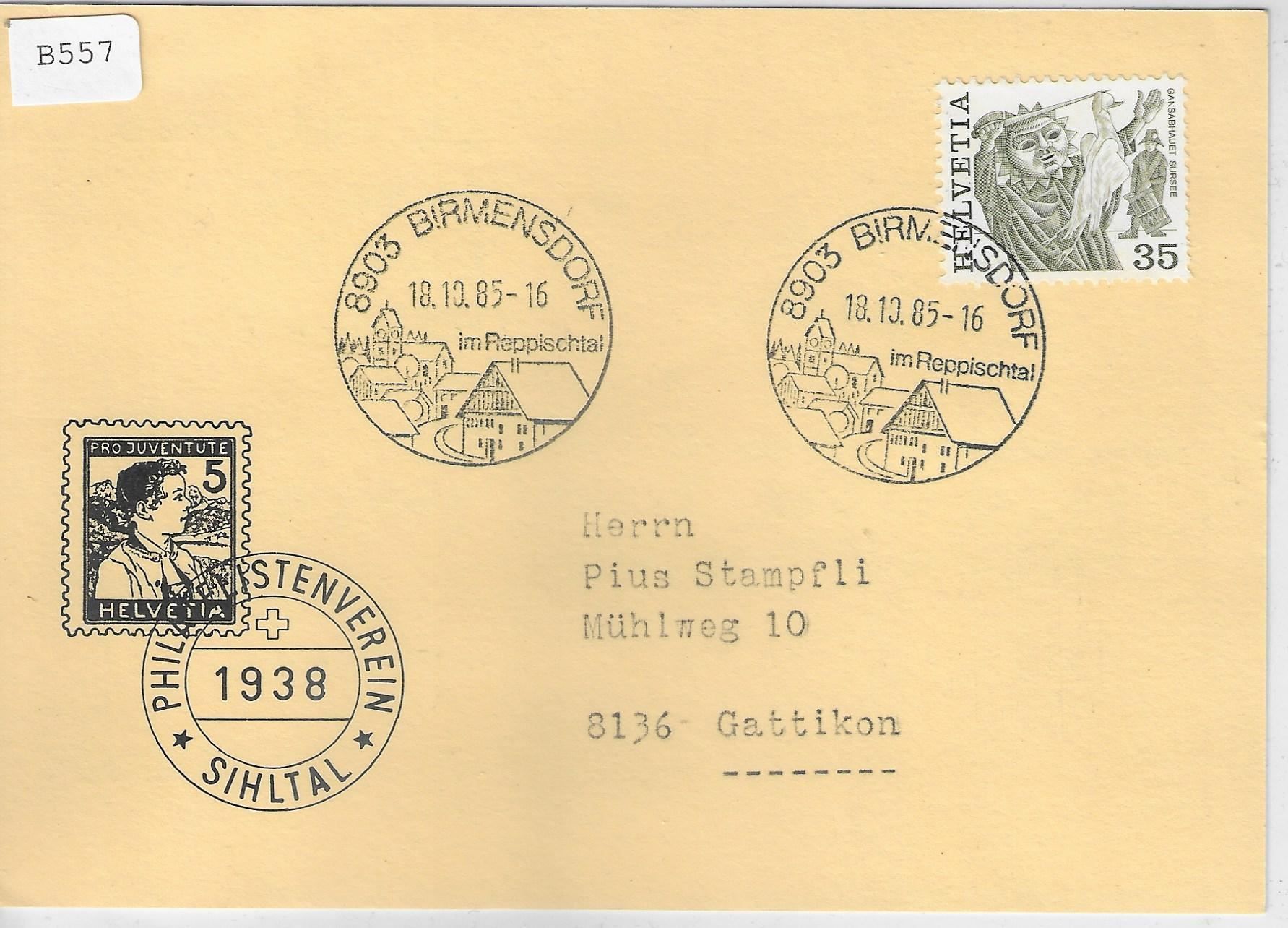Tutti i francobolli: Werbestempel 8903 Birmensdorf 18.10.85 – Usato da Ettingen venduto da Kartenplanet
