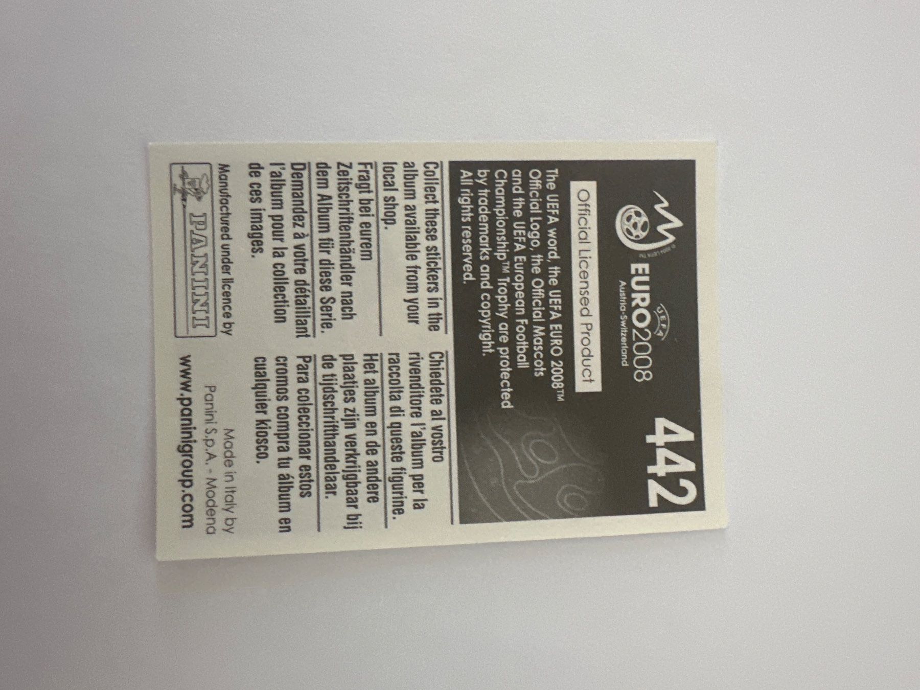 Panini Cartes à collectionner: Panini UEFA EM 2008 Sticker - Nr. 442 – D'occasion à Sulz AG par DealWerk 1