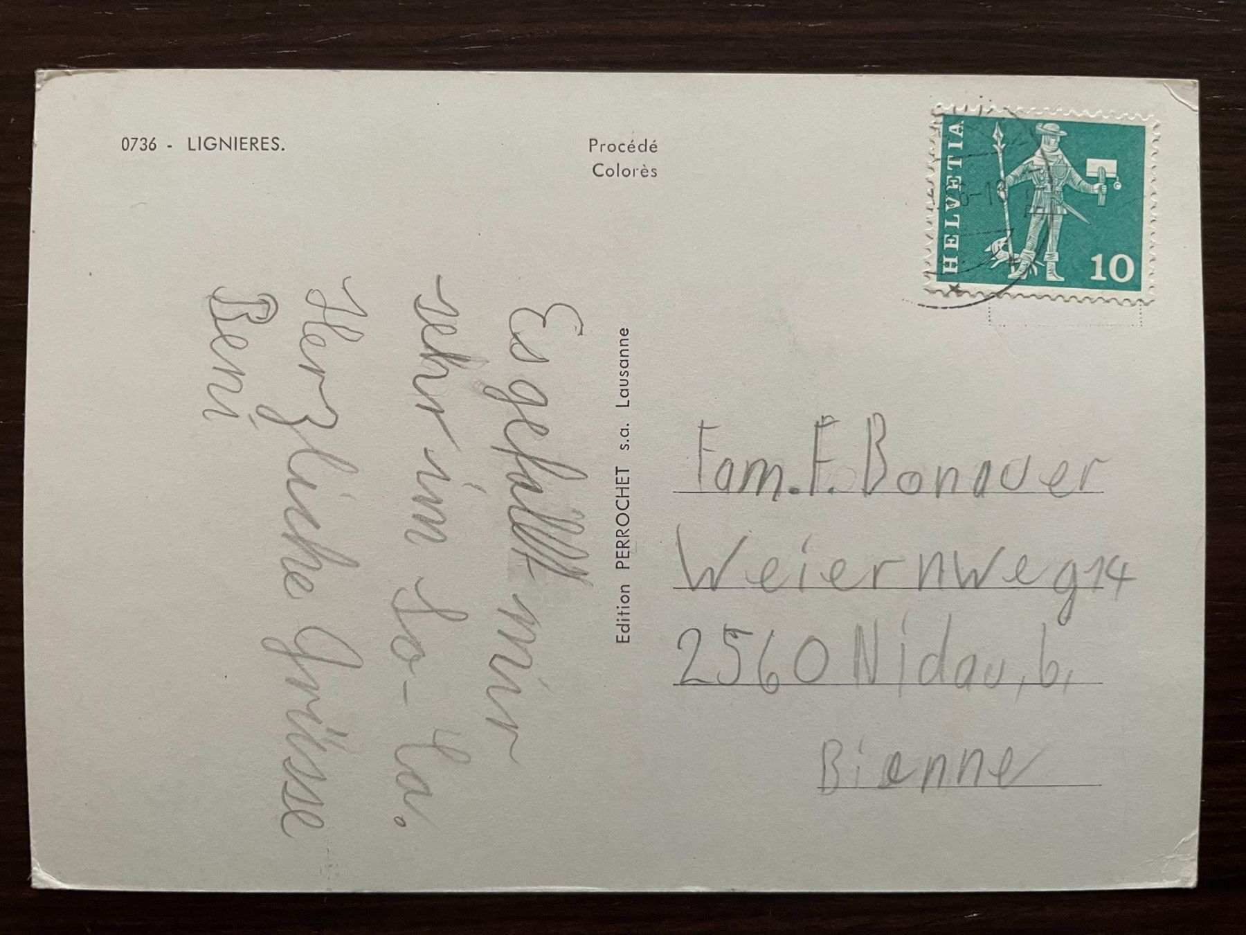 Cartoline postali: LIGNIÈRES 2 CP, Hotel de la Poste + Shell TANKSÄULE 47 – Usato da Wald ZH venduto da TLILEF 5