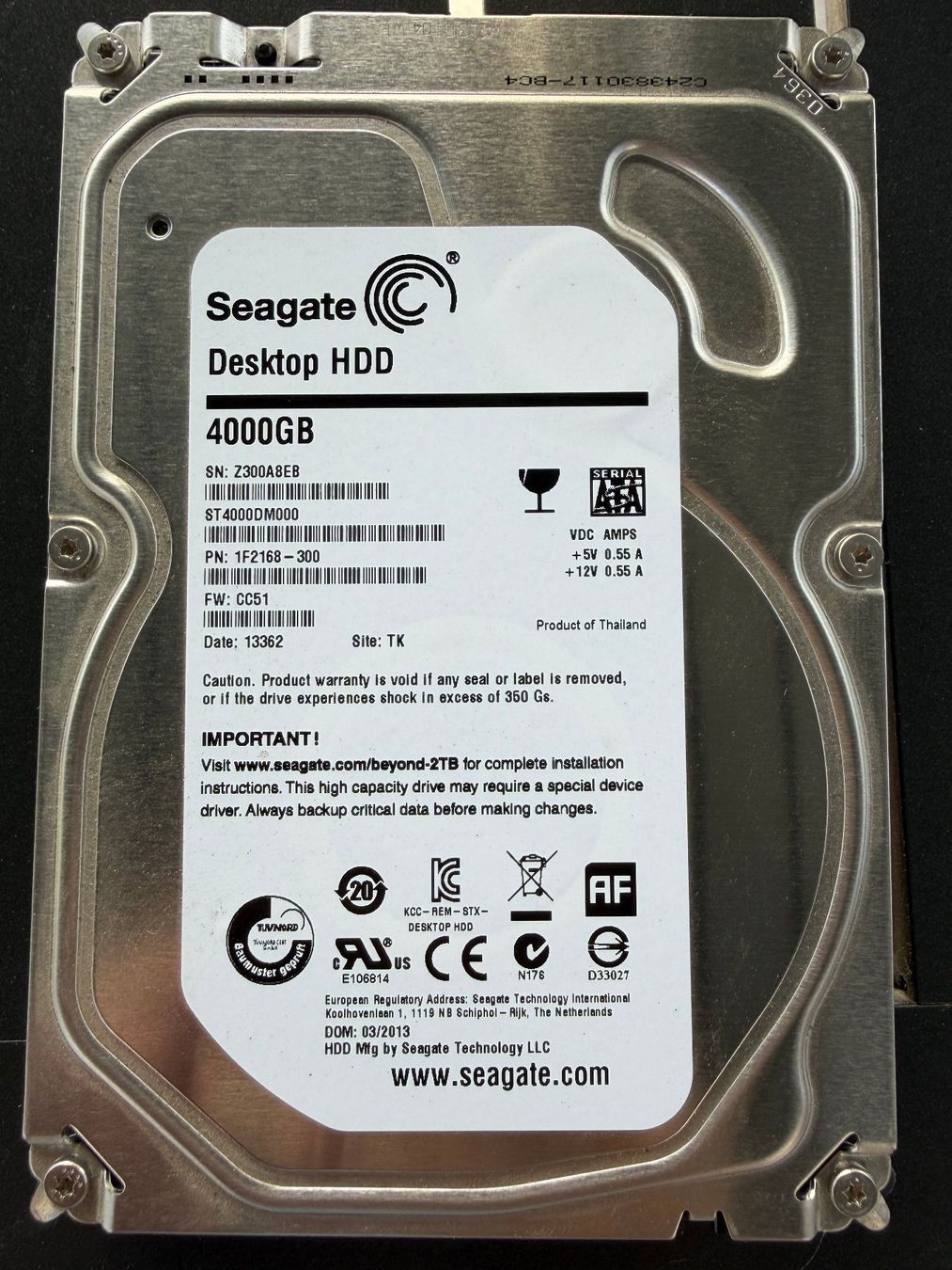 Seagate Desktop HDD, 4TB, SATA 3.5