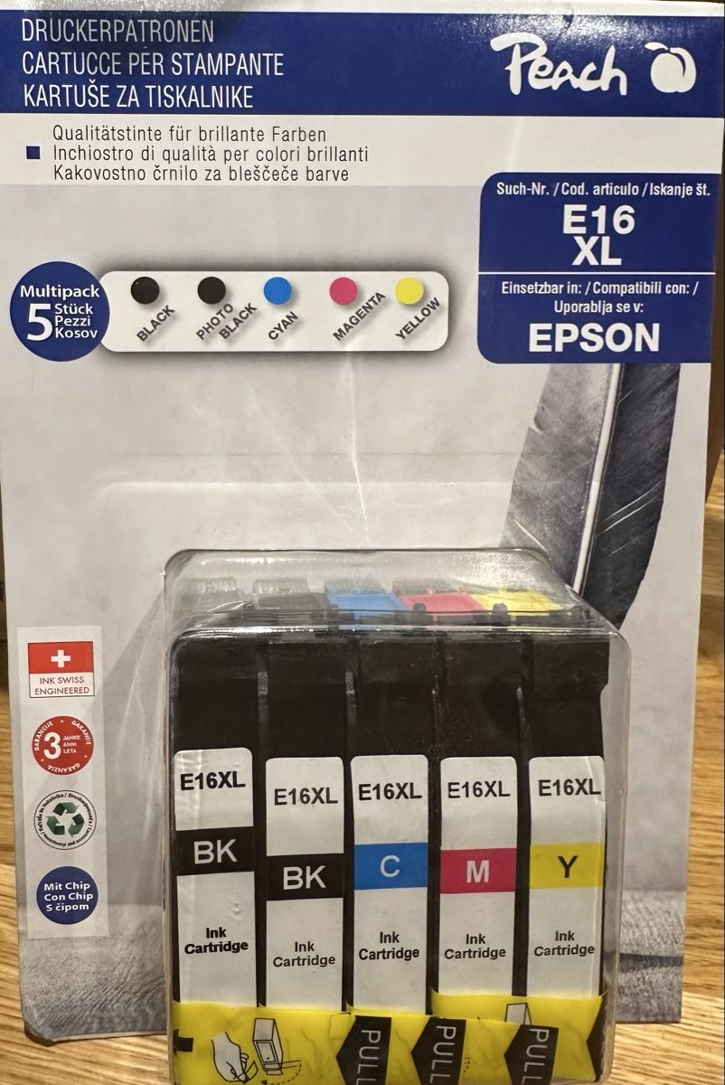 Epson Cartucce per stampanti & toner: Druckerpatronen Peach E16XL einsetzbar in Epson – Nuovo e nell'imballaggio originale da Thun venduto da tulu_1995