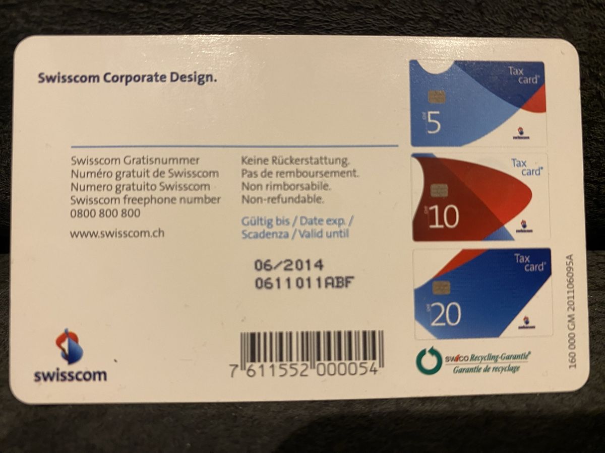 Schede telefoniche: Taxcard – Usato da Lausanne venduto da babacard10 1