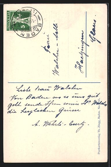 Cartoline postali: Baden, Ansicht vom Landvogteischloss – Usato da Berlin venduto da bartko-reher 1