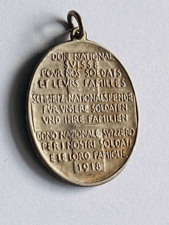 1918 Silber Medaille Abzeichen Anhänger Schweiz für Soldaten 5
