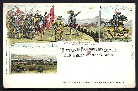 Cartoline postali: Litho Murten, Gesamtansicht, Karl der K – Usato da Berlin venduto da bartko-reher