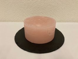 Kerze 3-Docht, hell-rosa Raureif, ca. 7,5 x 15 cm