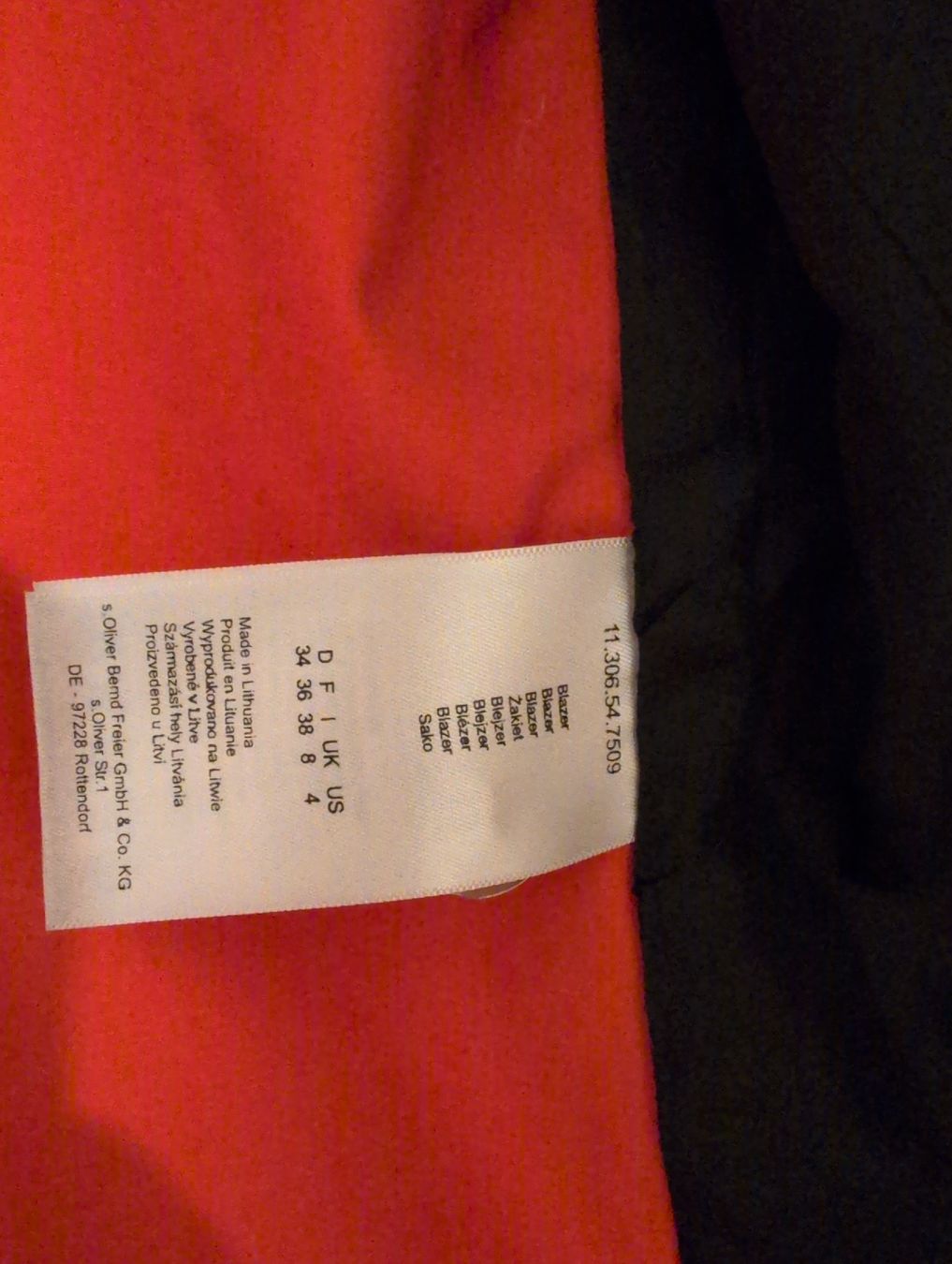 S.Oliver Giacche: Blazer rot/schwarz s.Oliver Selection 34 – Usato da Brütten venduto da kar_2bht 1