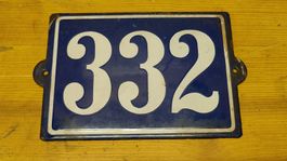 Vintage Emailleschild Hausnummer 332 (L10)
