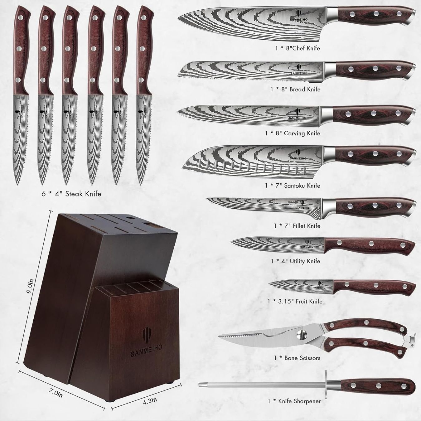 Coltelli: Messerset 16 tlg mit Messerblock Küchenmesser Set Profi – Nuovo e nell'imballaggio originale da Bremgarten b. Bern venduto da Meeegasales60 2