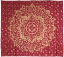 XL Baumwolltuch Mandala mit goldenem Lotus Deko Wandtuch