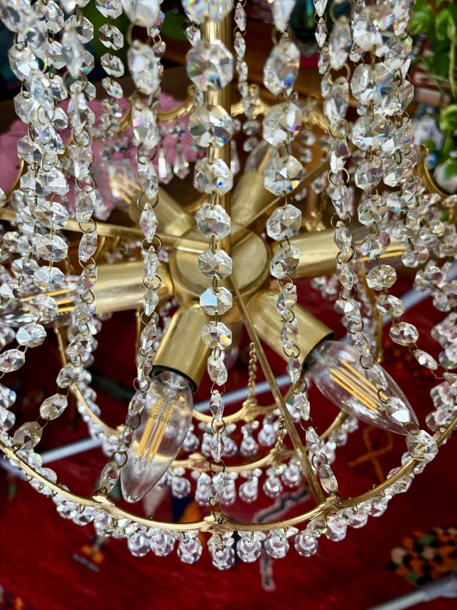 Lampes: Kristall Kronleuchter Messing, Edel-Vintage – D'occasion à Bern par Bagira40 2
