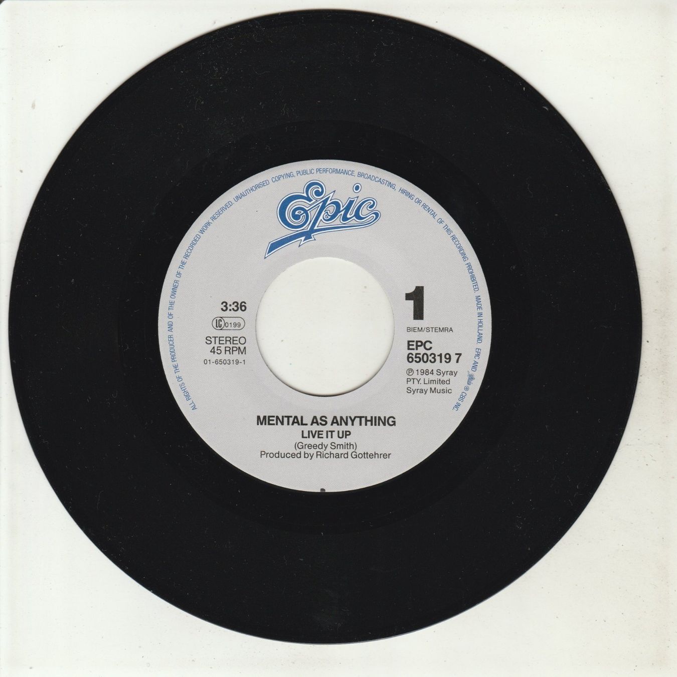 Dischi in vinile: Mental as Anything - Live it up "Crocodile Dundee" 7" Vinyl – Usato da Tübach venduto da JamesStone 2