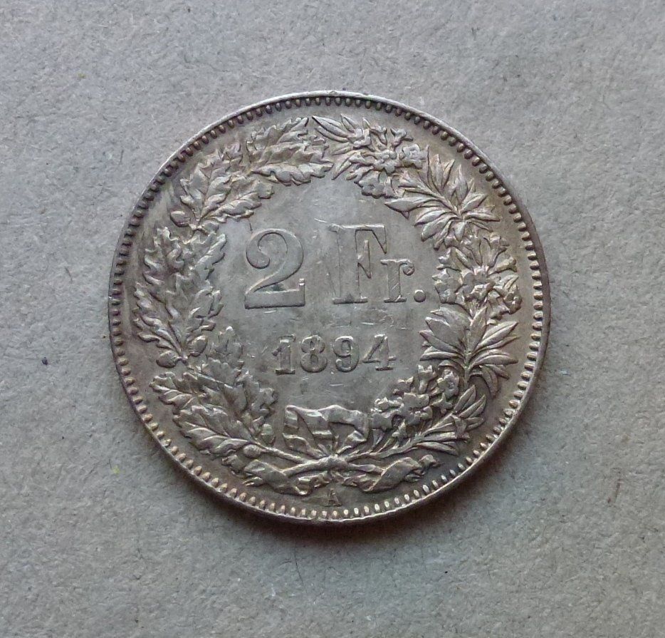 Tutti le monete: Top ++ 2.- Franken 1894, gute Erhaltung – Usato da Walkringen venduto da Casablanca777