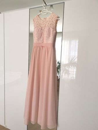 Abendkleid rosa Spitze Chiffon Grösse 34 guter Zustand