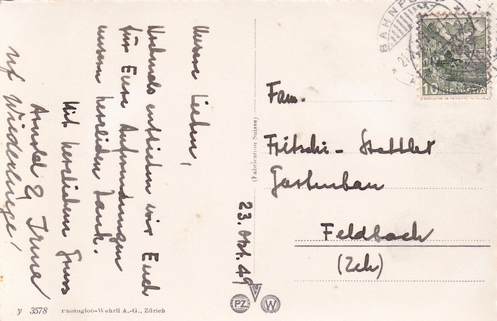 Cartoline postali: Rapperswil - Schloss /bb – Usato da Hombrechtikon venduto da Rudolf07 1