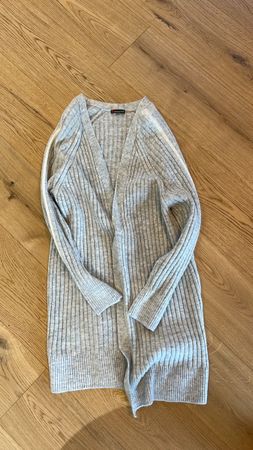 Rippstrick Cardigan Gr. 38 Grau Offene Strickjacke Damen