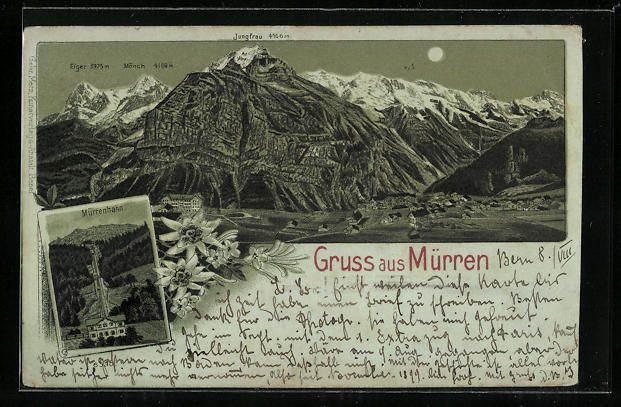 Ansichtskarten: Mondschein-Lithographie Mürren, Mürren – Gebraucht aus Berlin von bartko-reher