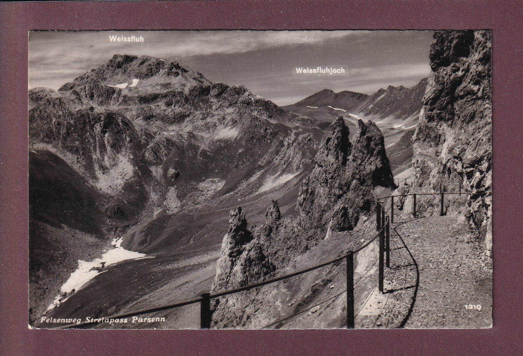 Cartoline postali: Felsenweg STRELAPASS PARSENN - 1952 – Usato da Pully venduto da nicecards