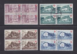 1949 P. Patria Viererblocksatz MIT ZENTRUMSSTEMPEL SBK 140Fr