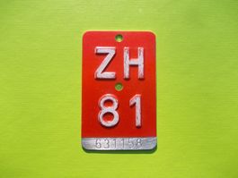 Zum 45. Geburtstag ! ... Velonummer / Fahrradnummer ZH 81