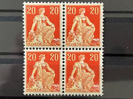 Helvetia m. Schwert, VB, 20 Rp. orange, mit Gummi