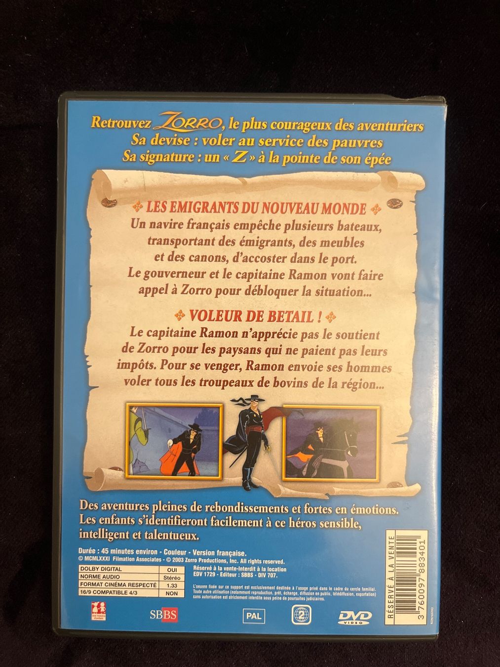 Tutti i DVDs: DVD Les Aventures de Zorro – Usato da Prilly venduto da rox_bs7n 1