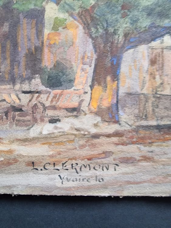 L0UIS CLERMONT  AQUARELL  KIRCHE VON YVOIRE FRANKREICH 4