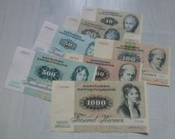 Lot ++ 7 alten Banknoten aus Dänemark Serie 1972