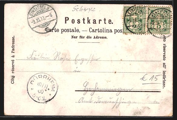 Cartoline postali: Litho Einsiedeln, Gasthaus St. Johann, P – Usato da Berlin venduto da bartko-reher 1