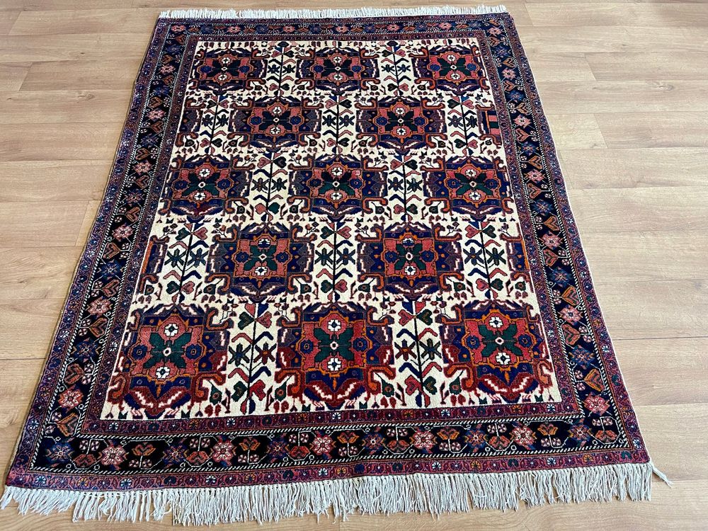 Superbe Tapis 172 X 112 Cm Decor Persan Sarough Fait Main Fleurs Noué