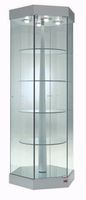 Glasvitrine,ESG Glas, 6 Eckig,Silber, LED(74cmx74cmxH.188cm)