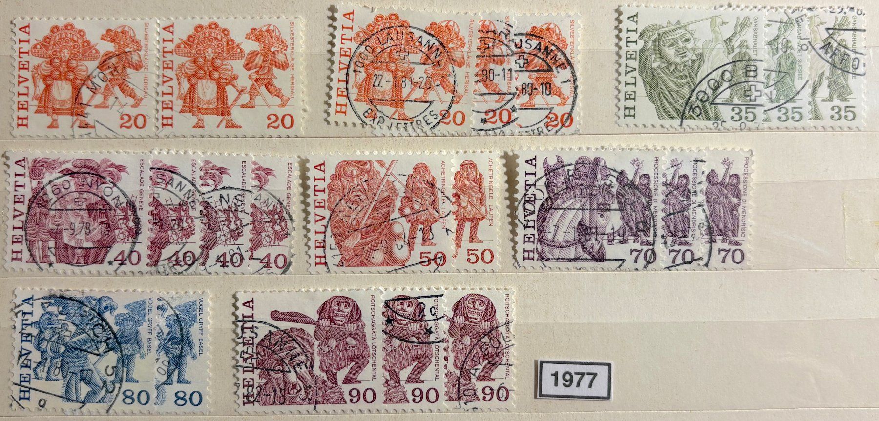 Tutti i francobolli: Timbres suisses 1977 Fleurs Aviateurs – Usato da Lausanne venduto da Cabessa 1