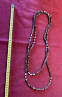 Long collier sautoir Brésilien en bois et pierre bleue