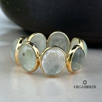 Memory-Ring mit Prehnit – Sterling Silber gelbvergoldet