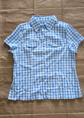 🆕 Sommerliche Kurzarm-Bluse - XXL - Vichy-Karo (Blau/Weiss)