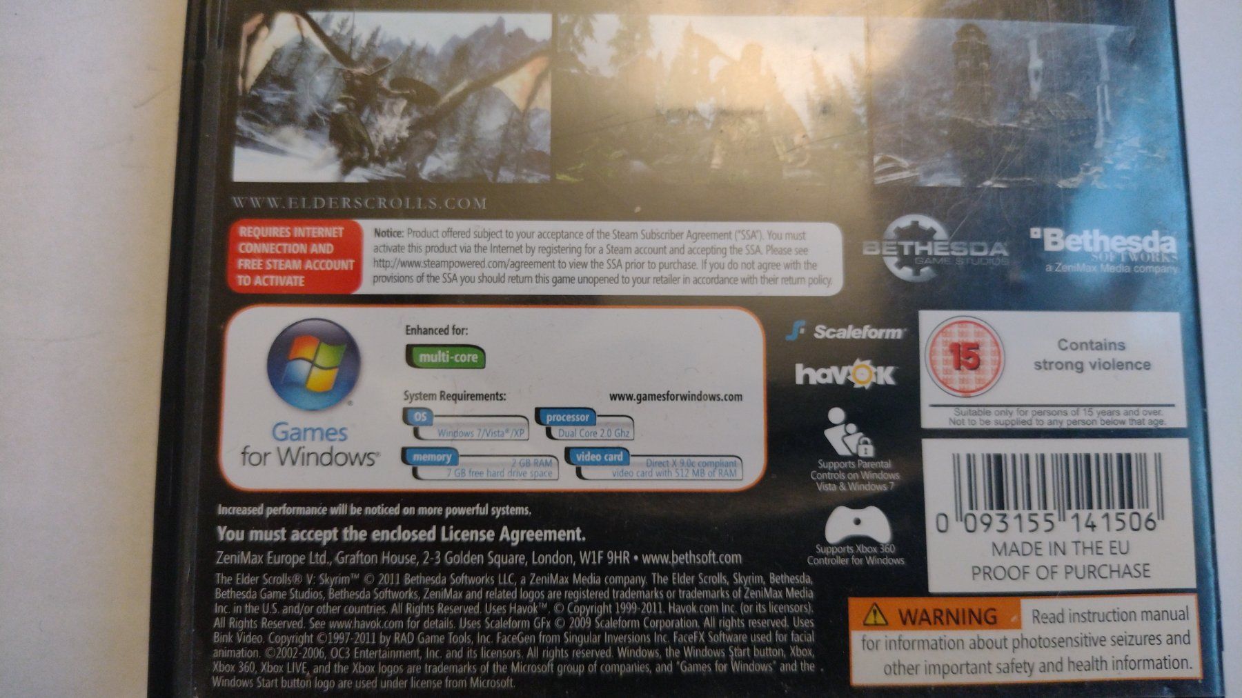 Giochi: SKYRIM The Elder Scrolls V PC Game DVD-Rom – Usato da Baden venduto da TellsKuchenhaus 2
