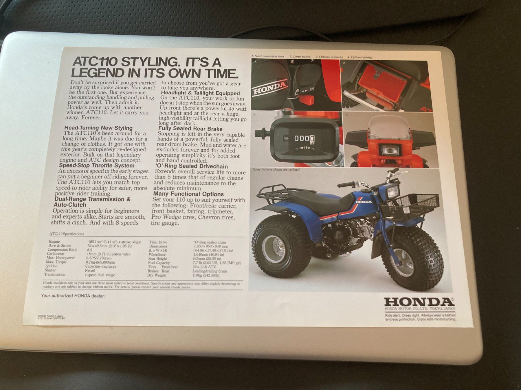 Honda Documenti: Prospekt A4, Honda ATC 110 – Usato da Filzbach venduto da Sugi7 1