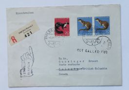 Interessanter Beleg Biel-Canada-Biel 1968