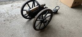 %Antike Kanone, Sammlerstueck aus Holz/Messing 47h83xh42cm