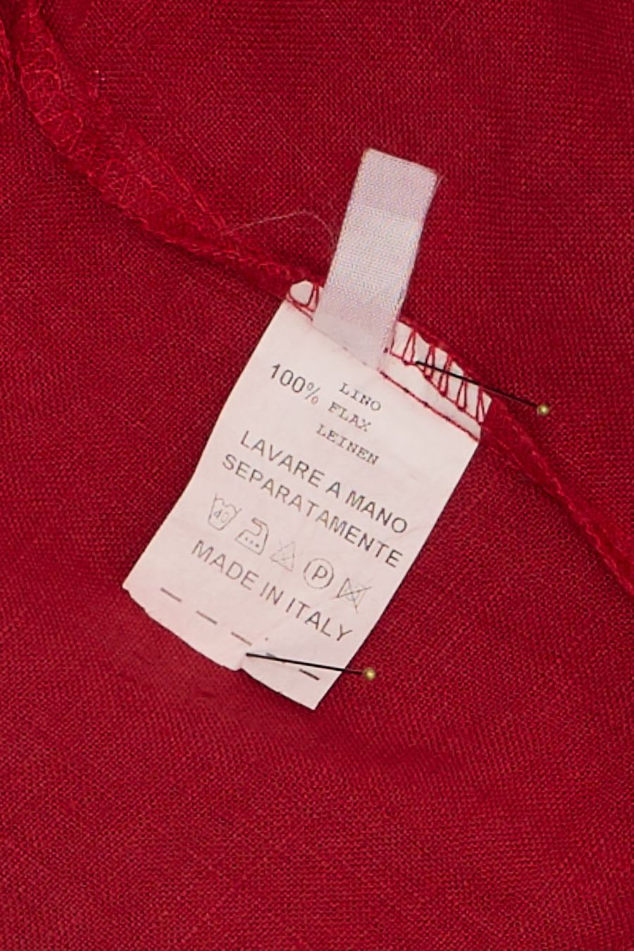 Camicette: Chemisier 100% Lin Rouge Brodé Sequins T. L – Usato da Fribourg venduto da re-fine 5