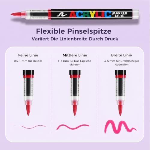 Penna & Evidenziatori: Farben Acrylstifte Set, Pinselspitze Acrylmarker mit – Nuovo e nell'imballaggio originale da Hundwil venduto da Equiply 4