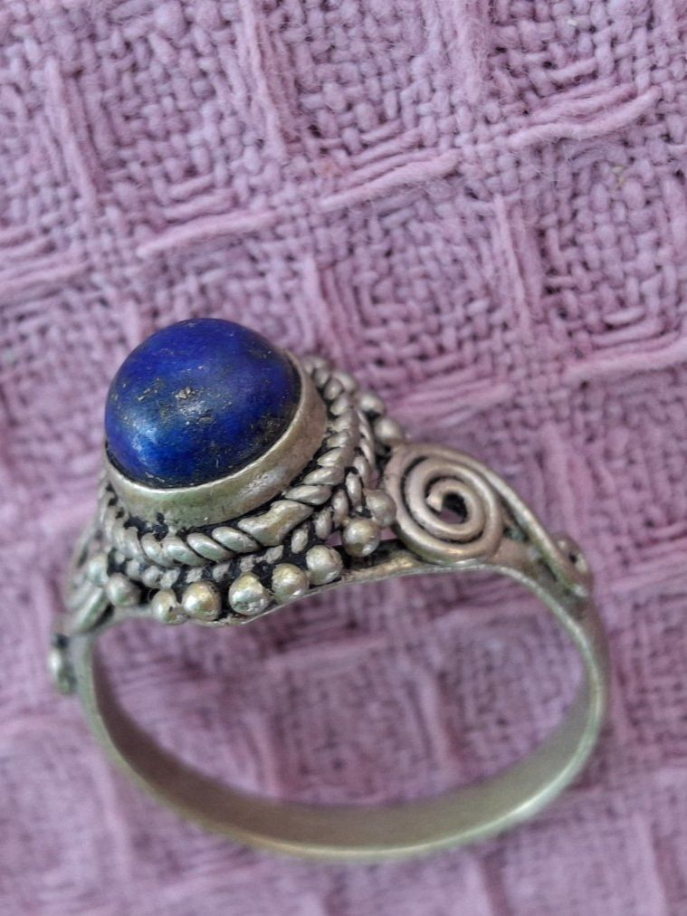 Anelli: Vintage Silber Ring mit Lapislazuli, Gr.16-17 S, Indien – Usato da Münchenbuchsee venduto da babilibern