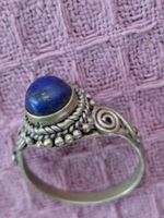 Vintage Silber Ring mit Lapislazuli, Gr.16-17 S, Indien
